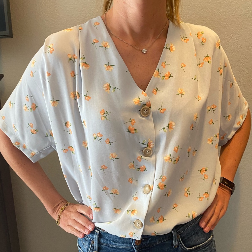 Light blue flowered blouse